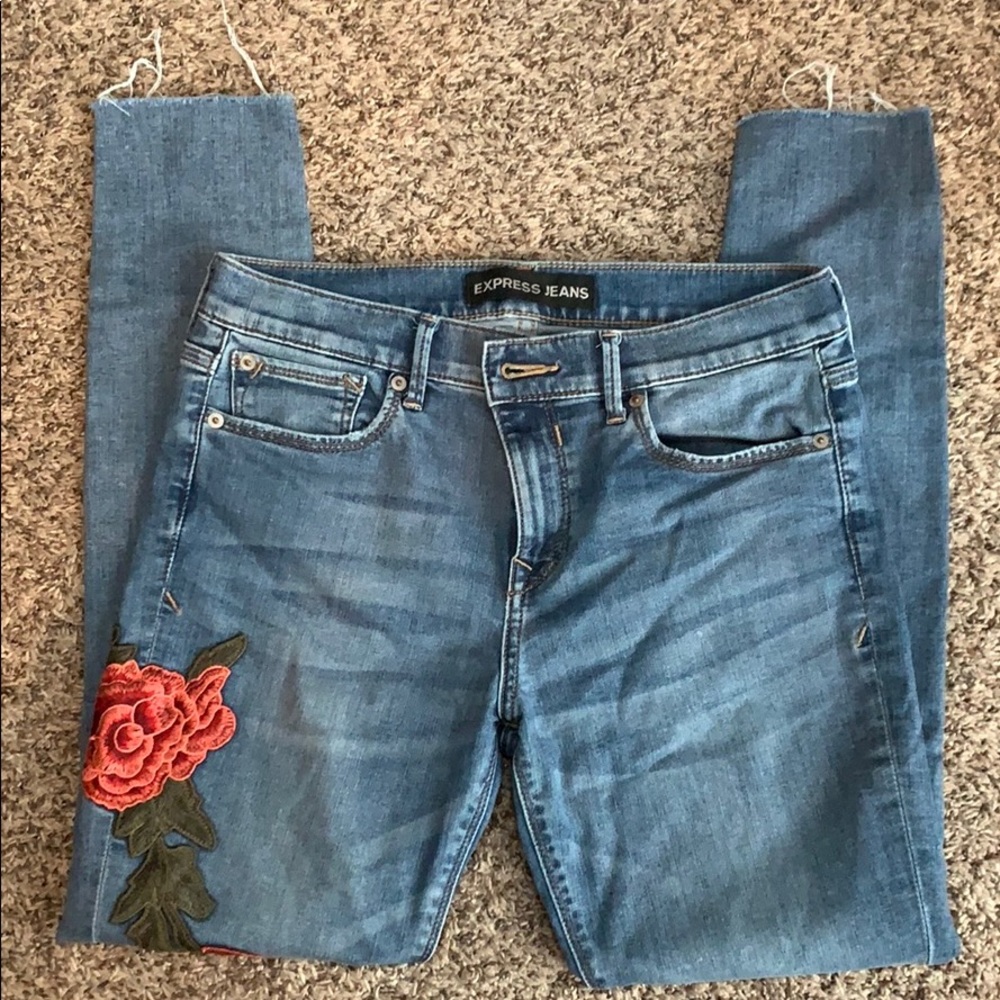 Ankle Length Mid Rise Embroidered Express Jeans